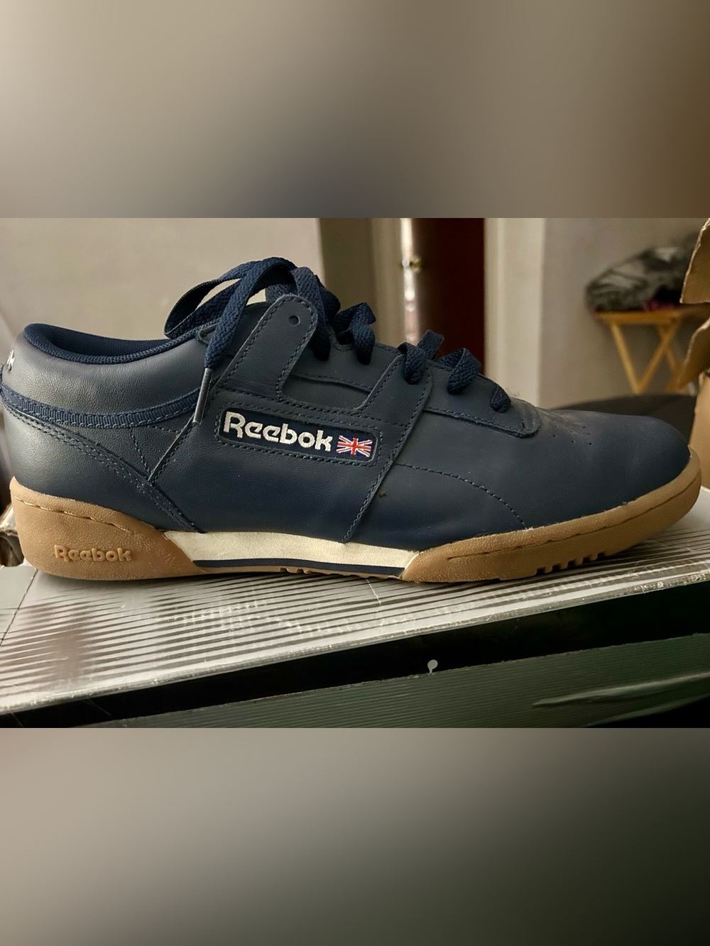 Reebok Men Navy and Gum Low-Top Sneaker
